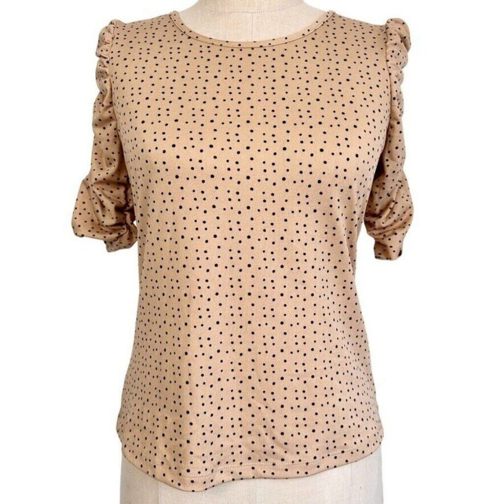 Jules & Leopold Women's Half Sleeve Ruched Top Womens Sz Small Beige Nude - Picture 9 of 9